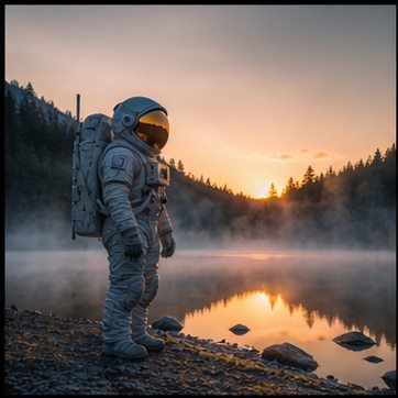 Astronaut at the silver lake
