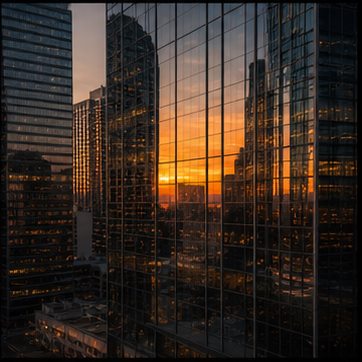 Sunset in the glass city